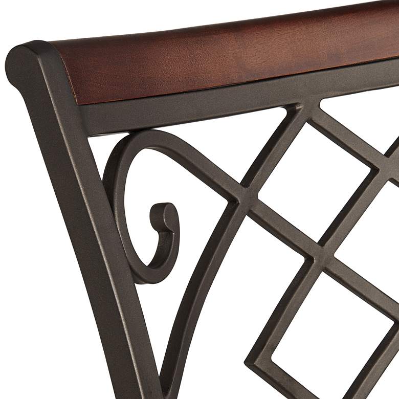 Image 3 Hartley 30" Wood and Bronze Metal Swivel Bar Stools Set of 2 more views