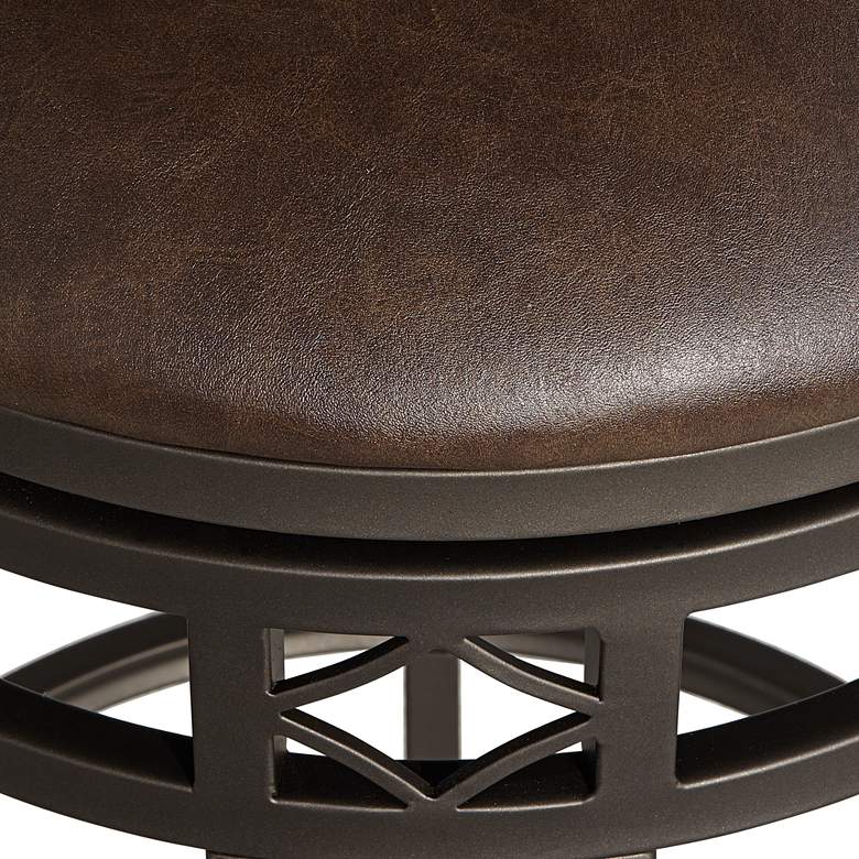 Image 4 Hartley 30" Wood and Bronze Metal Swivel Bar Stools Set of 2 more views