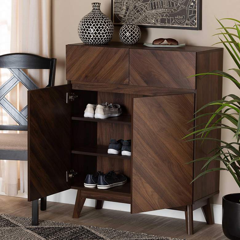 Image 1 Hartman 31 1/2" Wide Walnut Brown Wood 2-Drawer Shoe Cabinet