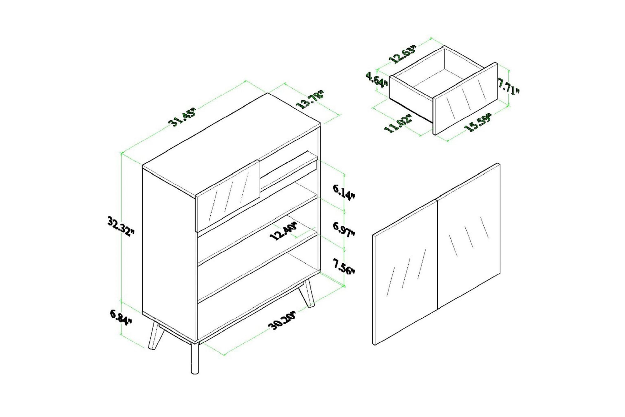 Hartman 31 1/2" Wide Walnut Brown Wood 2-Drawer Shoe Cabinet