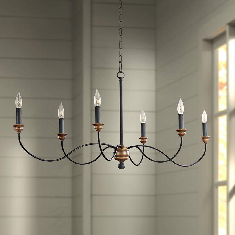 Image 1 Hartsville 42 1/2" Wide Dark Zinc 6-Light Chandelier