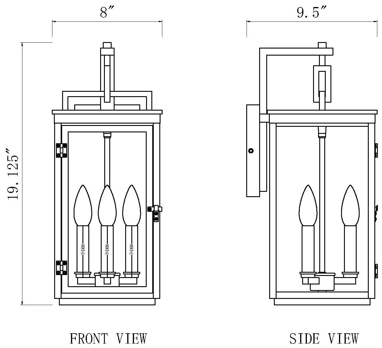 Hartwell by Z-Lite Sand Black 3 Light Outdoor Wall Light