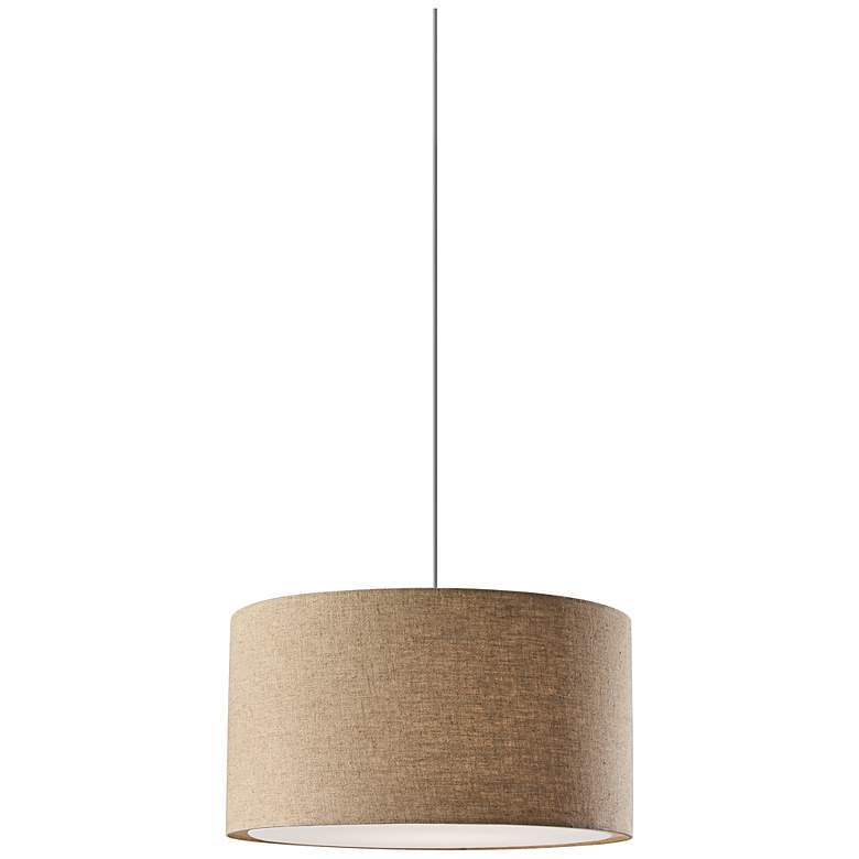 Image 3 Harvest 20" Wide Natural Fabric Plug-In Drum Pendant Light