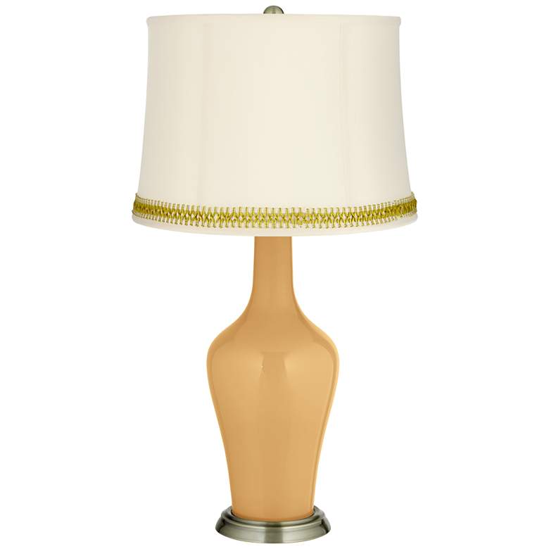 Image 1 Harvest Gold Anya Table Lamp with Open Weave Trim