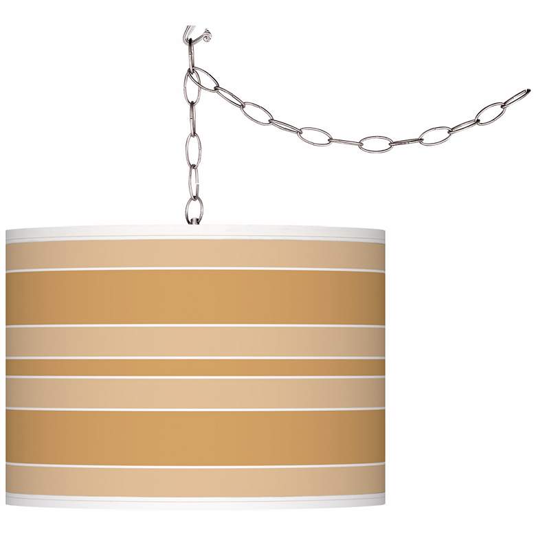Image 1 Harvest Gold Bold Stripe Giclee Glow Plug-In Swag Pendant