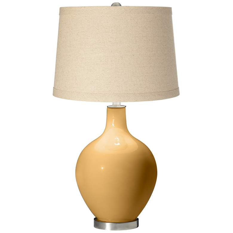 Image 1 Harvest Gold Oatmeal Linen Shade Ovo Table Lamp