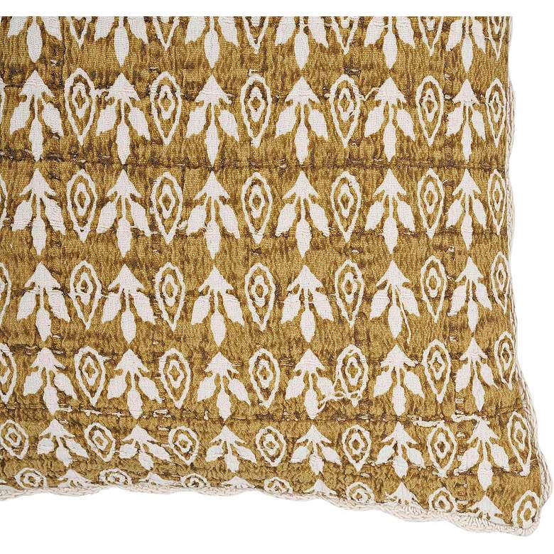 Image 2 Harvest Mustard Yellow Printed Cotton 20" Accent Cushion more views