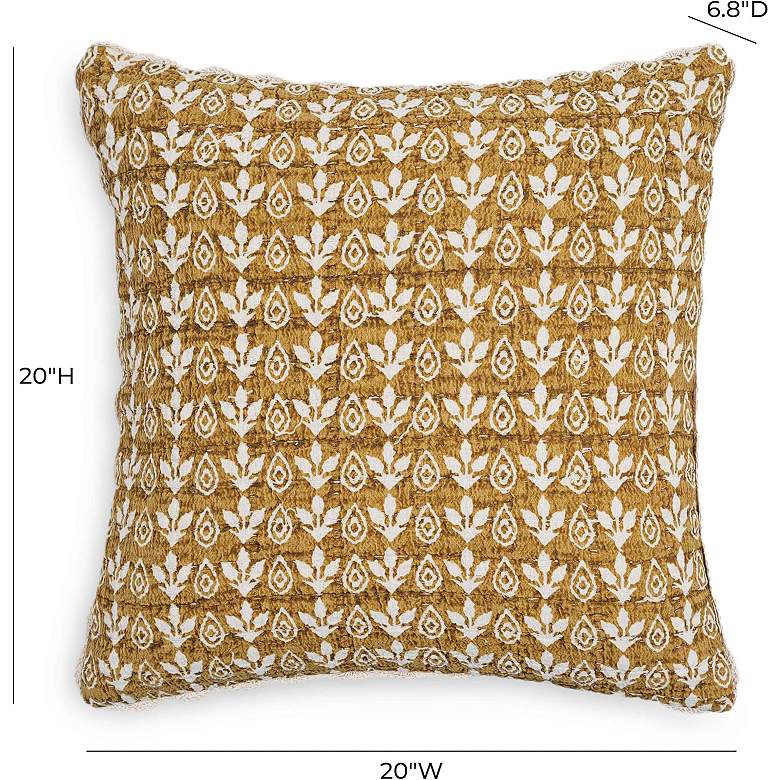 Image 4 Harvest Mustard Yellow Printed Cotton 20" Accent Cushion more views