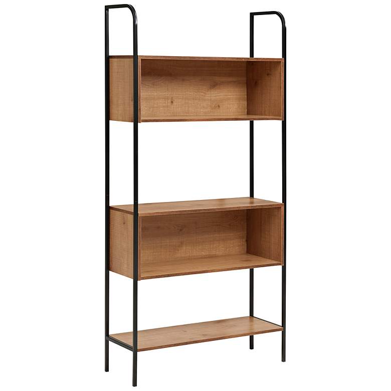 Image 2 Harvey 32 3/4" Wide Distressed Oak Wood 5-Shelf Bookcase