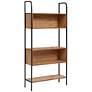 2_Harvey 32 3/4" Wide Distressed Oak Wood 5-Shelf Bookcase
