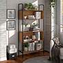 1_Harvey 32 3/4" Wide Distressed Oak Wood 5-Shelf Bookcase