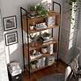 7_Harvey 32 3/4" Wide Distressed Oak Wood 5-Shelf Bookcase more views