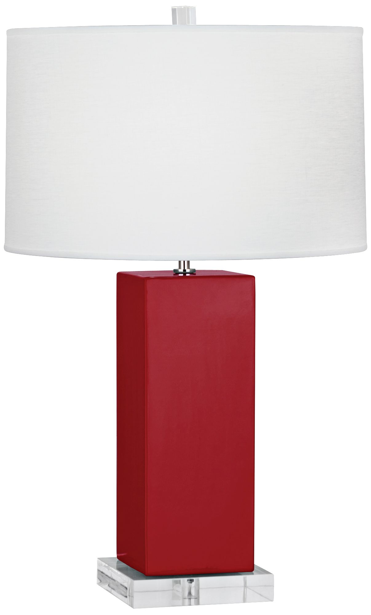 Harvey 33" High Ruby Red Glazed Table Lamp with Off White Line Shade