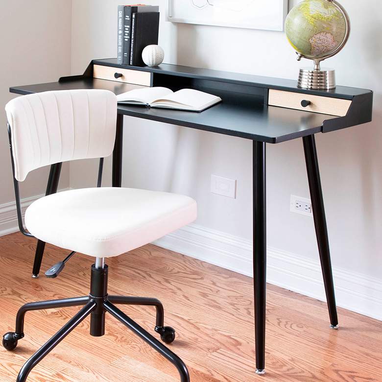 Image 1 Harvey 47 1/2" Wide Black Wood and Metal Office Desk