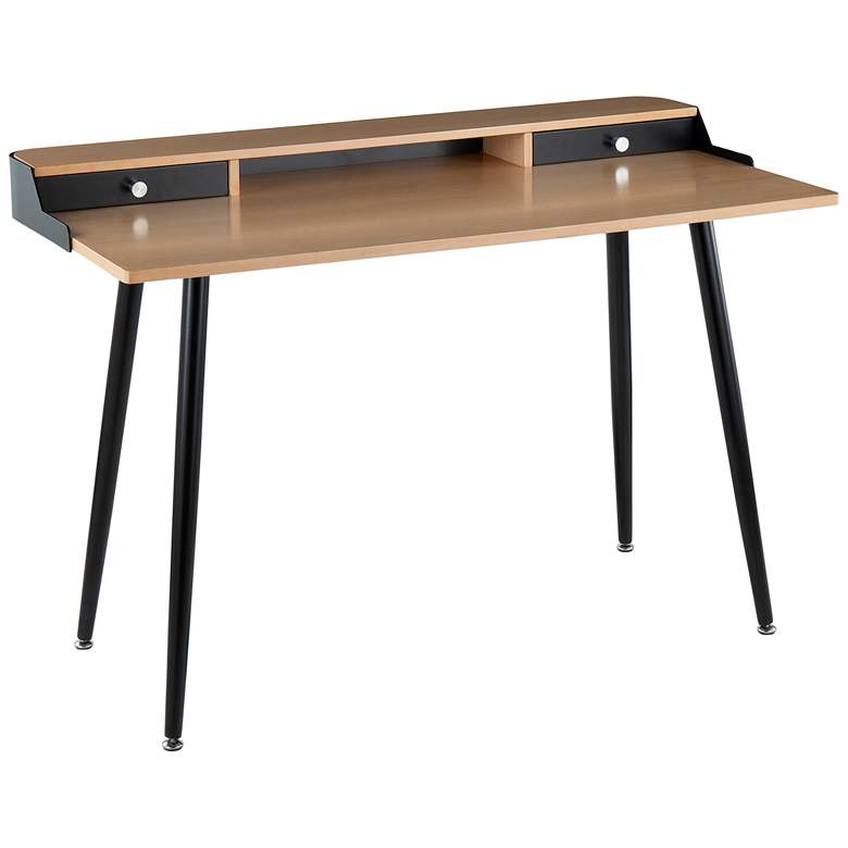 Image 1 Harvey 47 1/2" Wide Natural Wood and Black Metal Office Desk