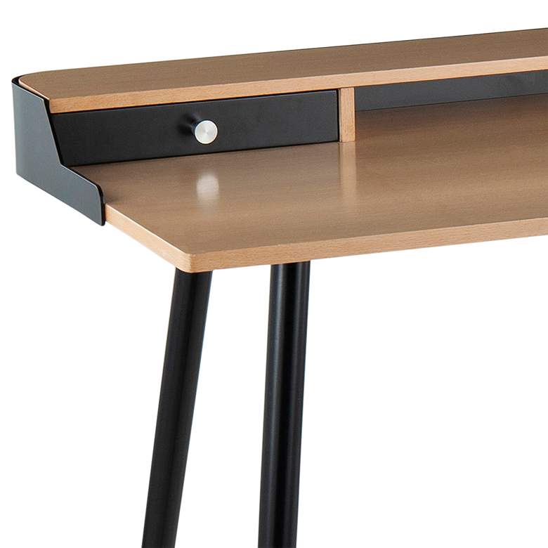 Harvey 47 1/2&quot; Wide Natural Wood and Black Metal Office Desk more views