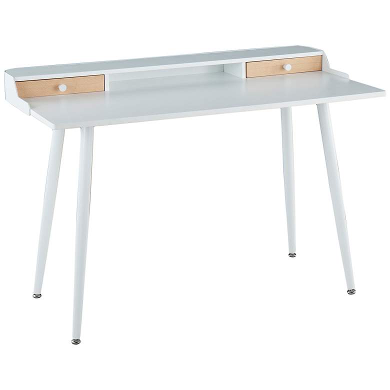 Image 1 Harvey 47 1/2" Wide White Wood and Metal Modern Office Desk
