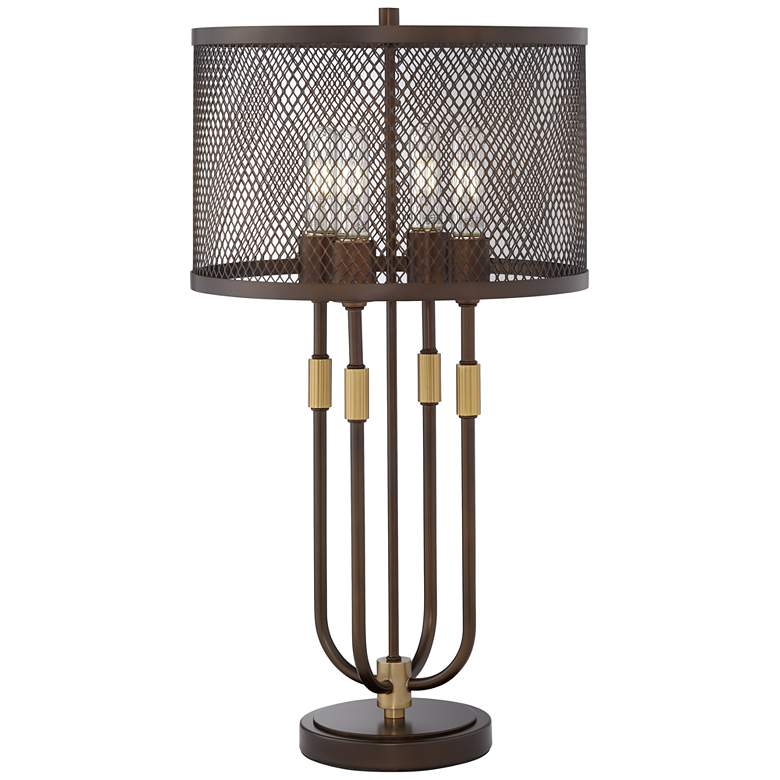 Image 1 Harvey Bronze Finish 4-Light Industrial Table Lamp