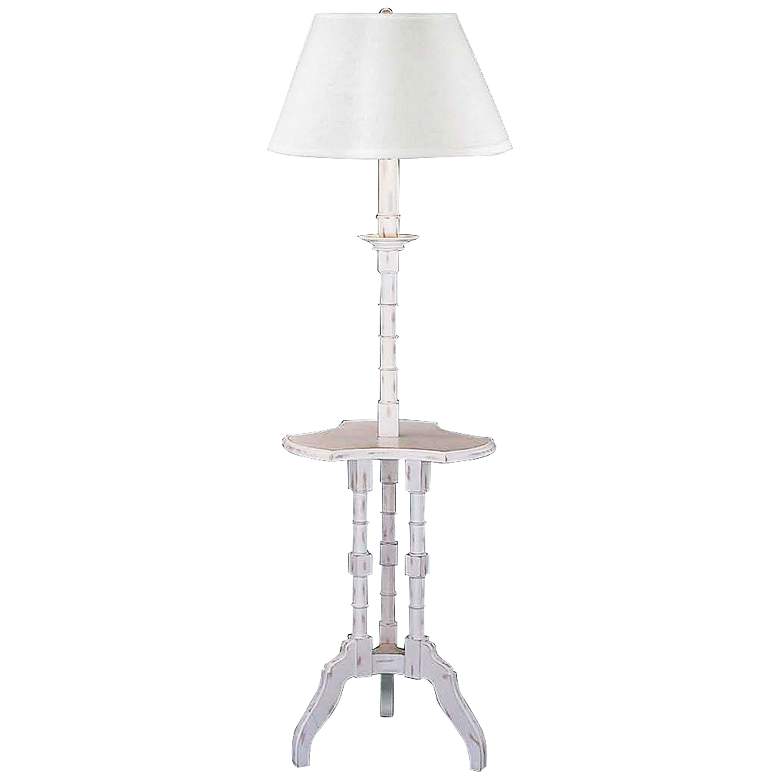 Image 1 Harvey Scalloped Wood Floor Lamp with Tray Table