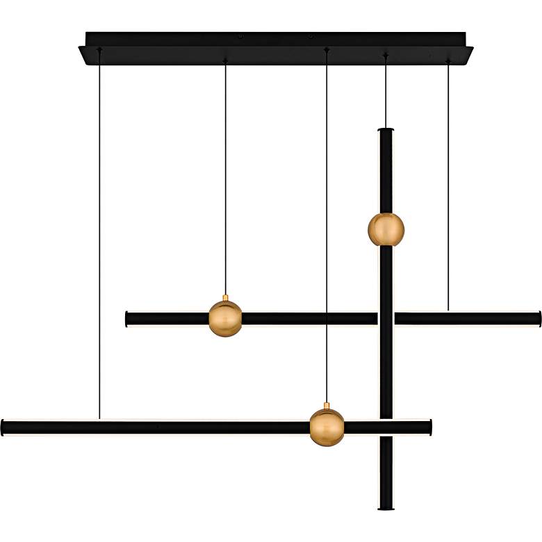 Image 3 Harvick 44 1/4" Wide Matte Black LED Linear Chandelier more views