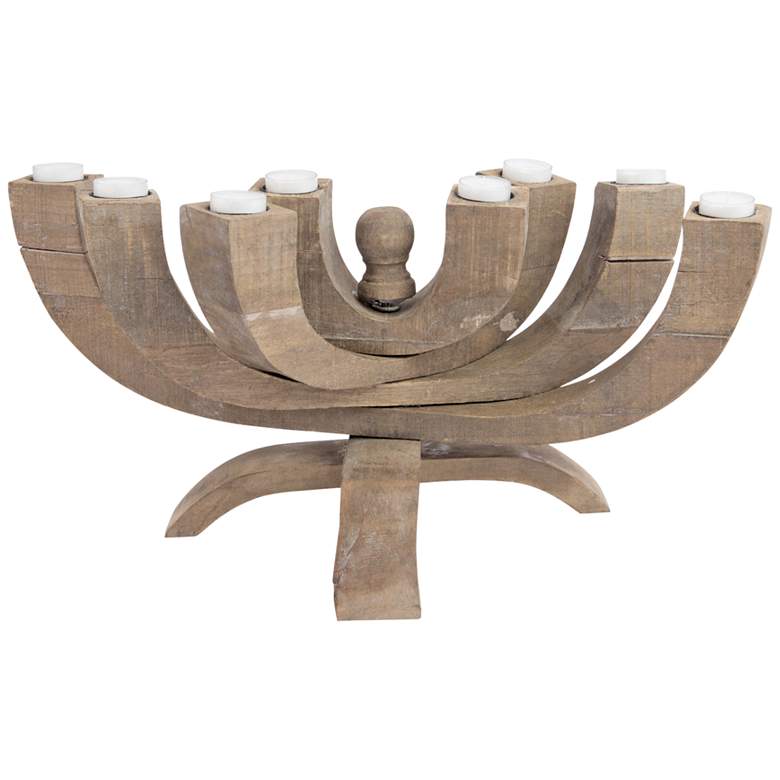 Image 1 Harvin Medium Gray and Brown Wood Votive Candle Holder