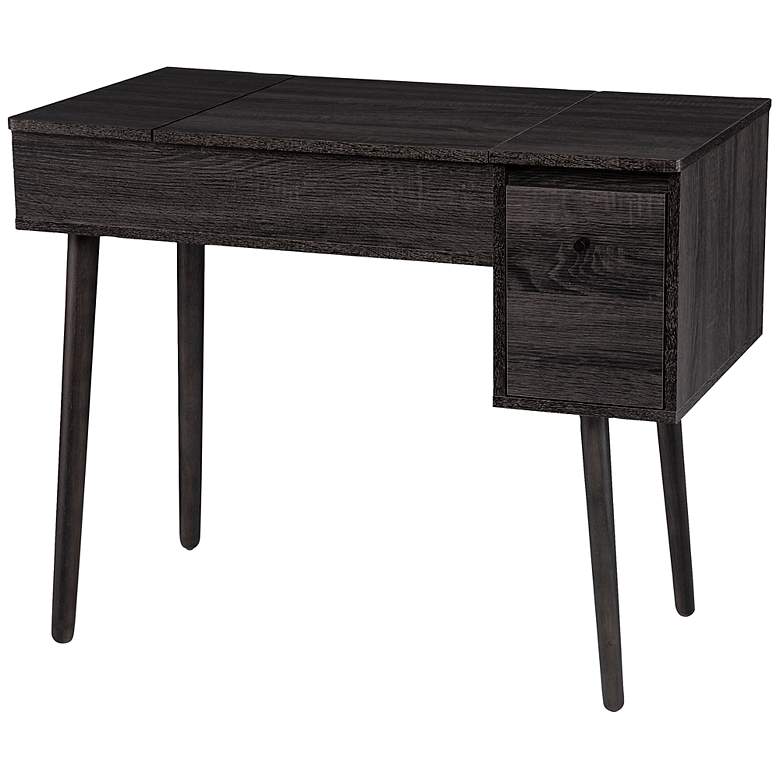 Image 1 Harzen 35 3/4" Wide Black Storage Vanity Desk with Mirror