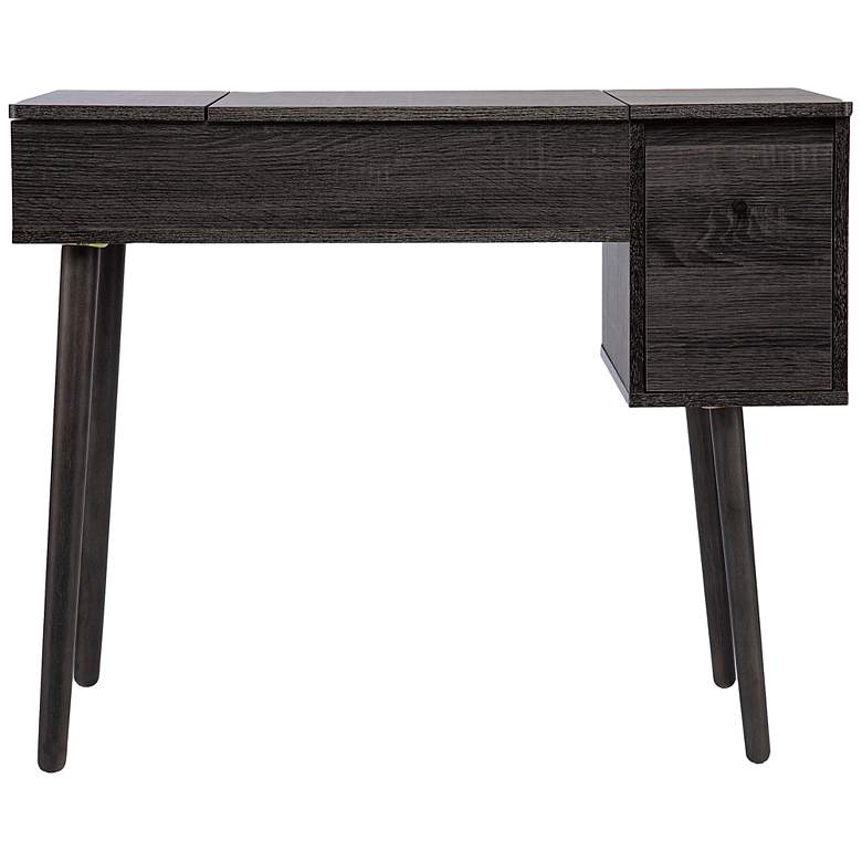 Image 4 Harzen 35 3/4" Wide Black Storage Vanity Desk with Mirror more views