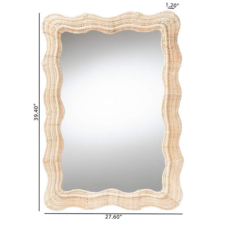 Image 5 Hasana Natural Rattan 27 1/2" x 39 1/2" Scalloped Wall Mirror more views