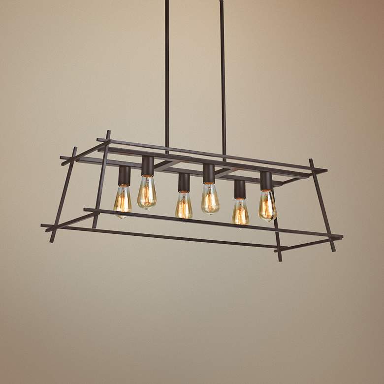 Image 1 Hashtag 36"W New Bronze 6-Light Kitchen Island Light Pendant