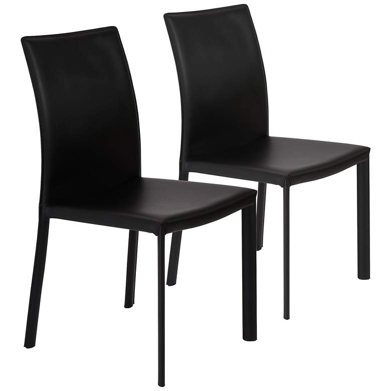 Image 1 Hasina Black Bonded Leather Side Chair Set of 2