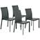 Hasina Gray Regenerated Leather Steel Side Chair Set of 4