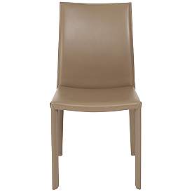 Image4 of Hasina Taupe Leather Side Chair more views
