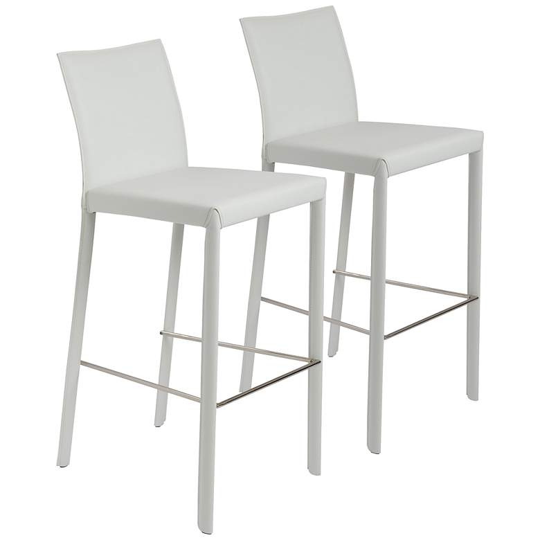 Image 1 Hasina White Bonded Leather Bar Stool Set of 2