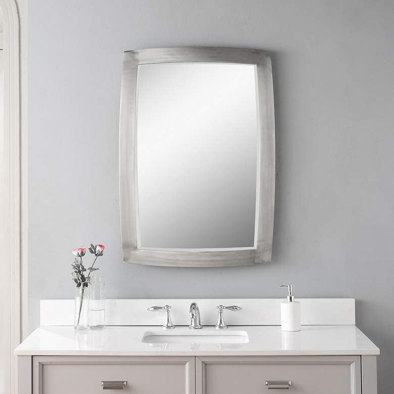 Image 4 Haskill Brushed Nickel 24 inch x 34 1/4 inch Vanity Wall Mirror more views