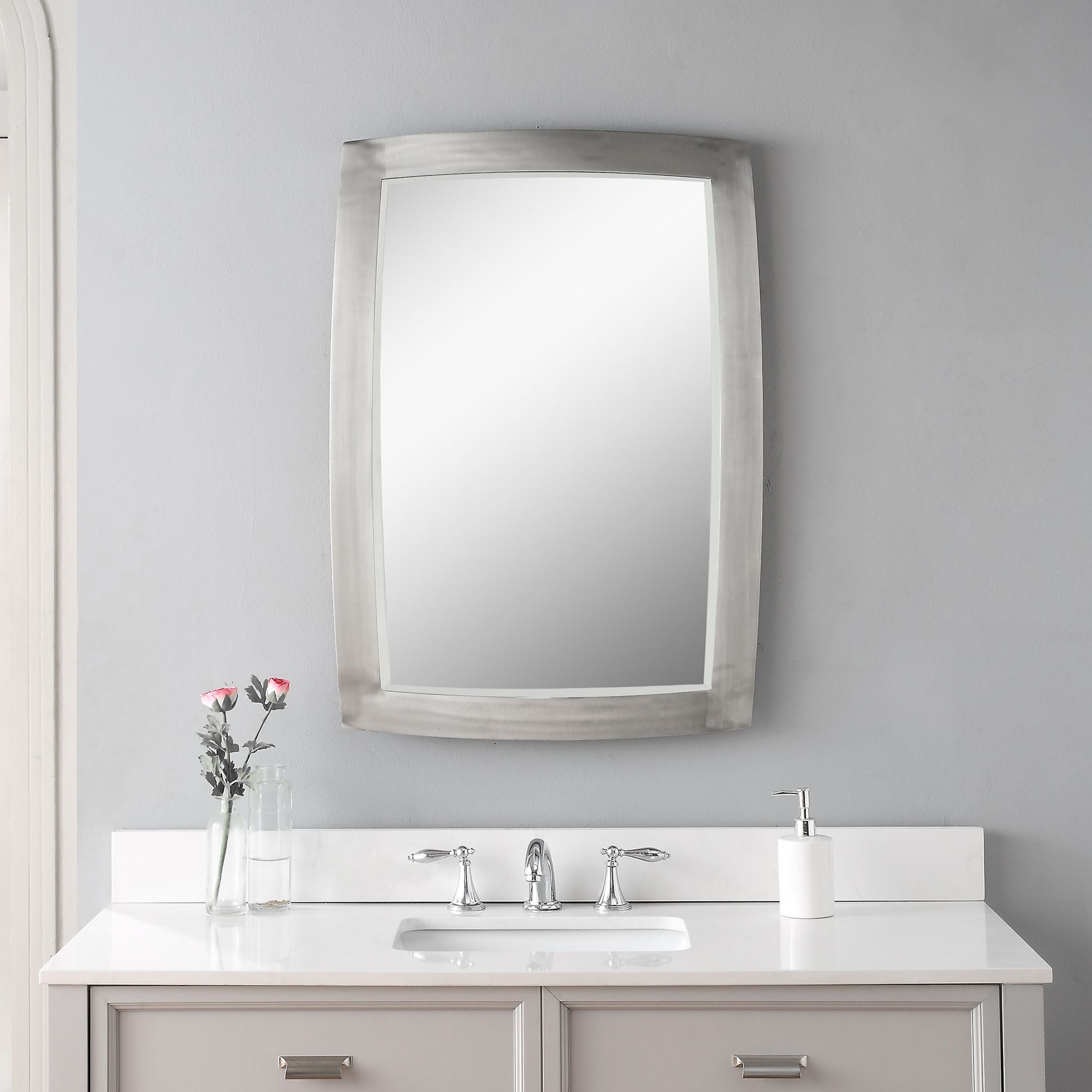 Image 5 Haskill Brushed Nickel 24" x 34 1/4" Vanity Wall Mirror more views