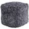 Hasley Silver Shimmer Shag Square Pouf Ottoman