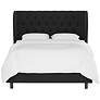 7_Hassa Velvet Black Tufted Fabric Queen Size Wingback Bed more views