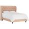 Hassa Velvet Soft Pink Tufted Fabric Wingback Bed