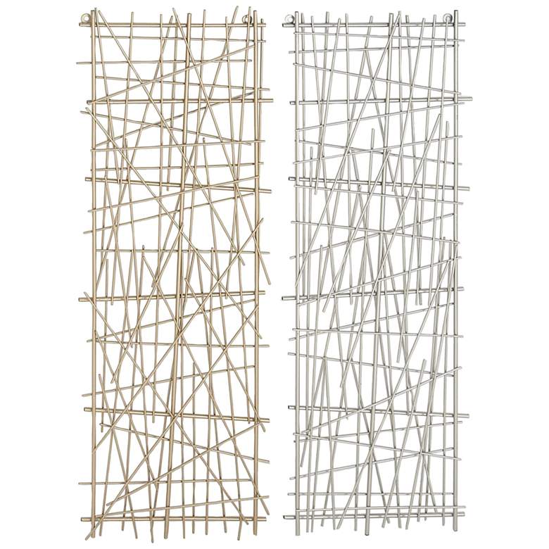 Image 2 Hatcher Polished Gold and Silver 36" High 2-Piece Wall Art Set