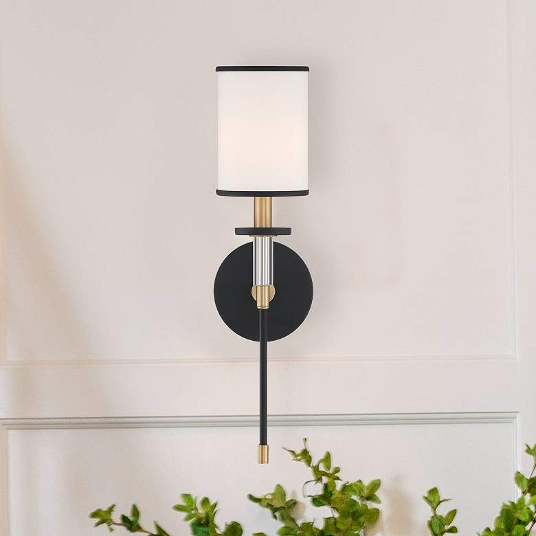 Image 2 Hatfield 18 1/2"H Black Forged and Vibrant Gold Wall Sconce