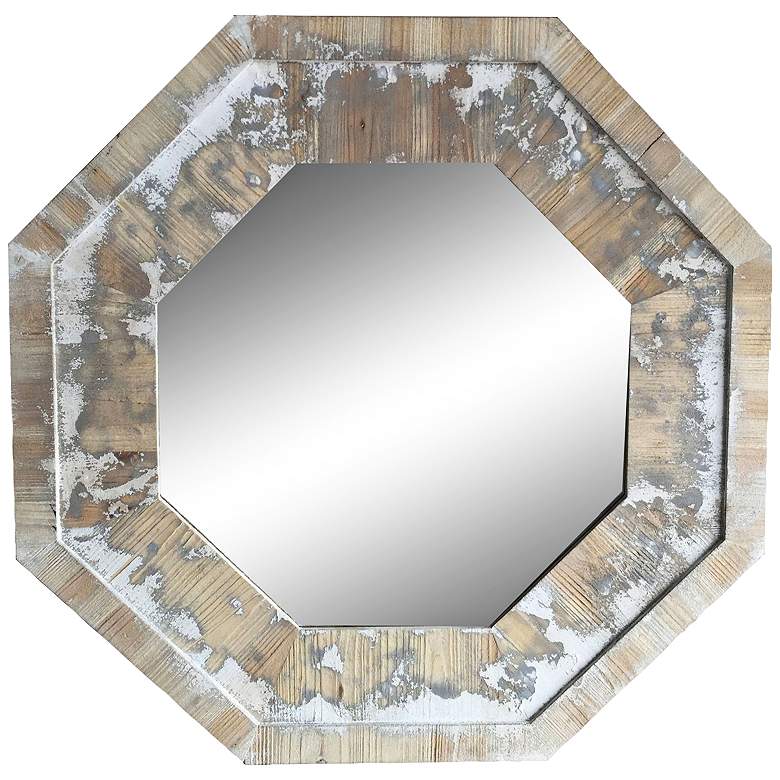 Image 1 Hatfield Rustic White 35 3/4" x 35 3/4" Octagon Wall Mirror