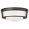 Hathaway 13"W Olde Bronze with Etched Glass Ceiling Light
