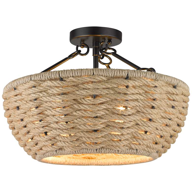 Image 2 Hathaway 16 1/4 inch Wide Woven Hemp Rope Ceiling Light