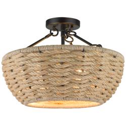 Hathaway 16 1/4&quot; Wide Woven Hemp Rope Ceiling Light