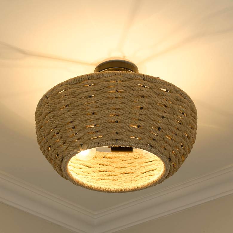 Image 1 Hathaway 16 1/4" Wide Woven Hemp Rope Ceiling Light