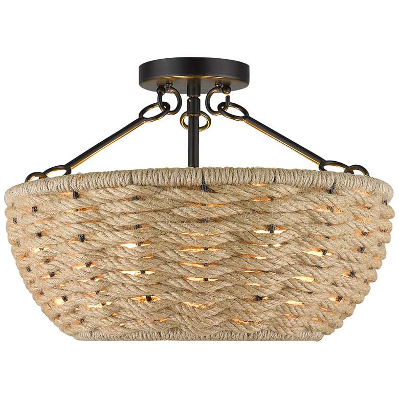 Image 5 Hathaway 16 1/4" Wide Woven Hemp Rope Ceiling Light more views