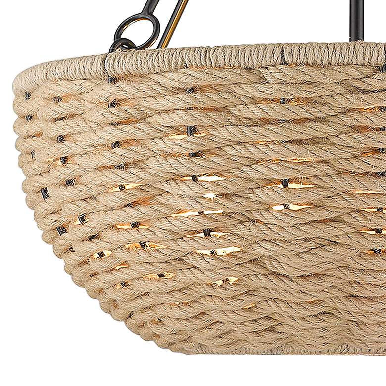 Image 3 Hathaway 20 1/4 inch Wide Matte Black and Rope Basket Pendant Light more views