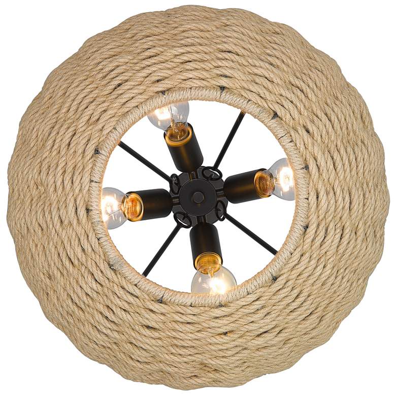 Image 6 Hathaway 20 1/4 inch Wide Matte Black and Rope Basket Pendant Light more views