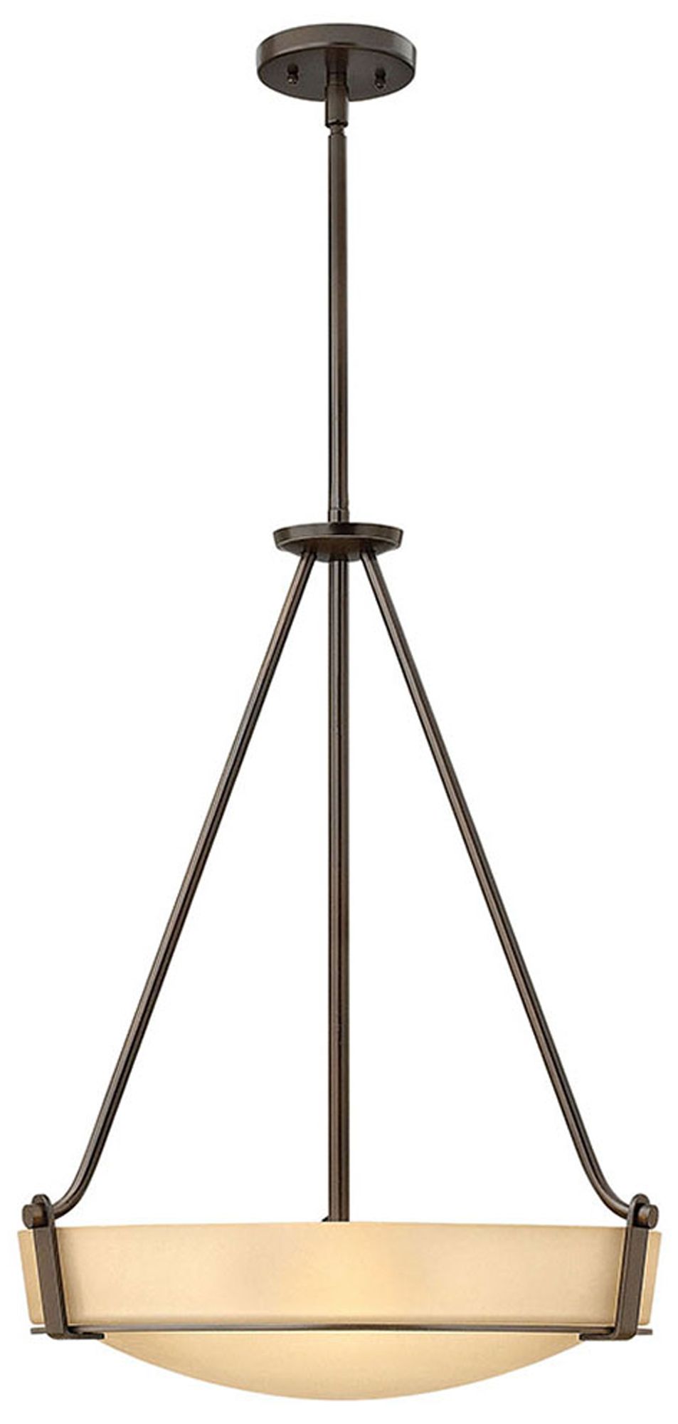 Image Hathaway 20 3/4" Wide Bronze with Amber Glass Foyer Pendant