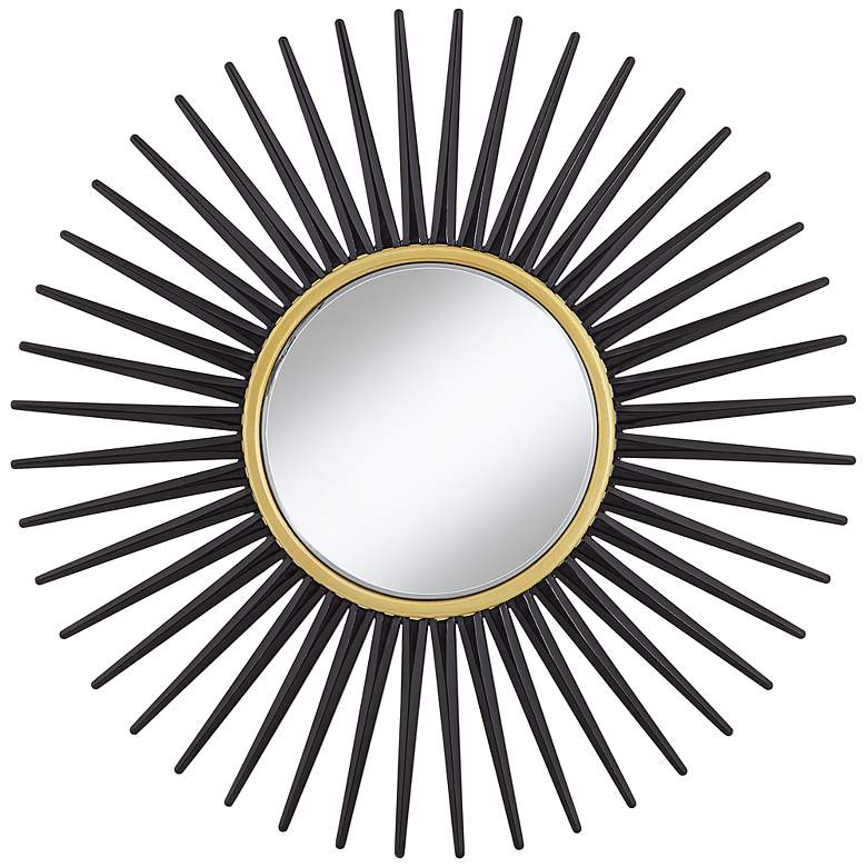 Image 1 Hathor Black Sunburst 34 inch Round Wall Mirror